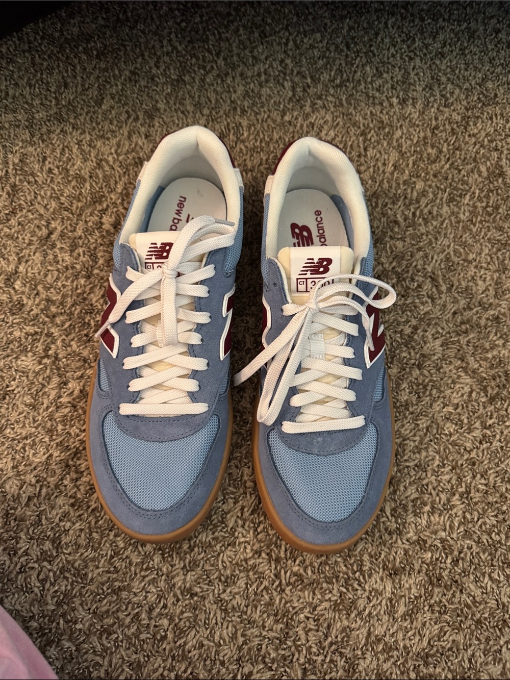 New Balance Men’s Light Blue & Burgundy Low-Top Sneakers - Picture 3 of 5